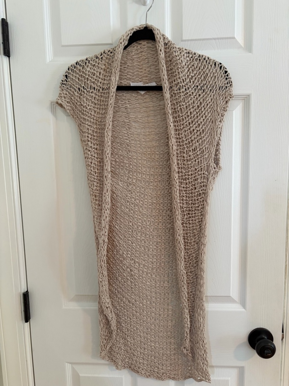 Anthropologie future paradise Beige Open-Knit Short Sleeve Cardigan Sweater m